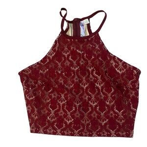 Alya Burgundy Lace Crop Top